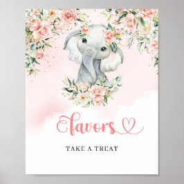 Poster Favoritos boho elegantes de elefante floral azul e