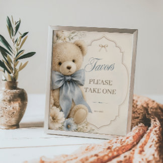 Poster Favoritos de Chá de Bebê Urso Teddy Elegante