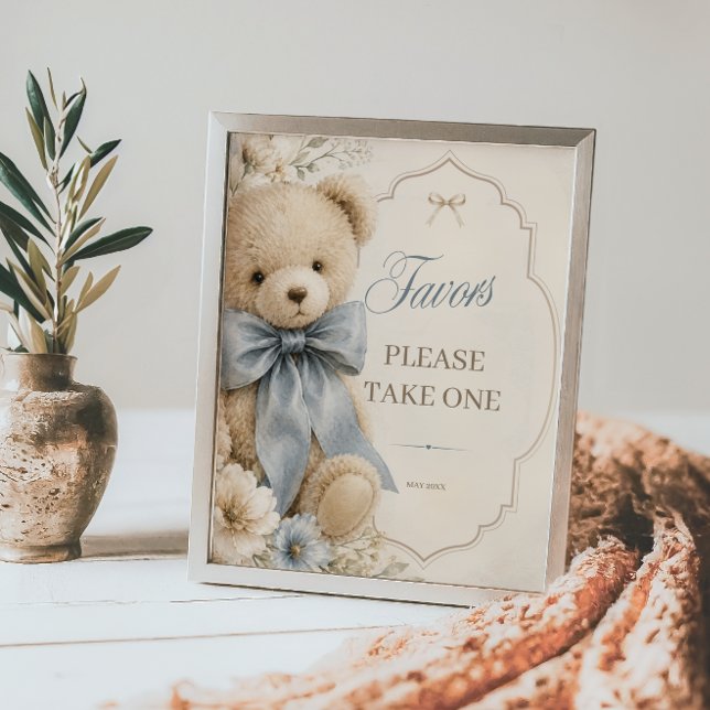Poster Favoritos de Chá de Bebê Urso Teddy Elegante (Criador carregado)