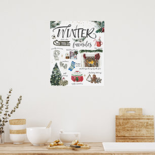 Poster Favoritos de Inverno da Moda Ilustrações em Aqua