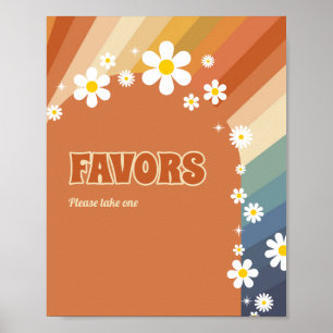 Poster Favoritos de Margarida Vintage Retro Arco-íris Mar