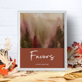 Poster Favoritos do Autumn Watercolor Forest Terracota