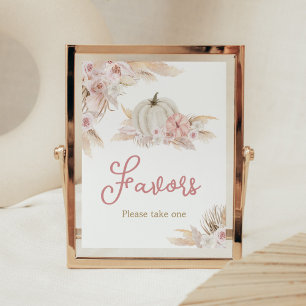 Poster Favoritos do Chá de fraldas Boho Dusty Rosa Pumpki