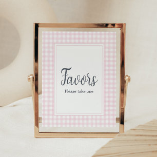 Poster Favoritos do Chá de fraldas Clássico Gingham Rosa