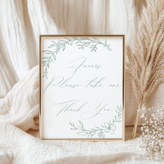 Poster Favoritos do Chá de fraldas Verde Floral do Eterno (Criador carregado)