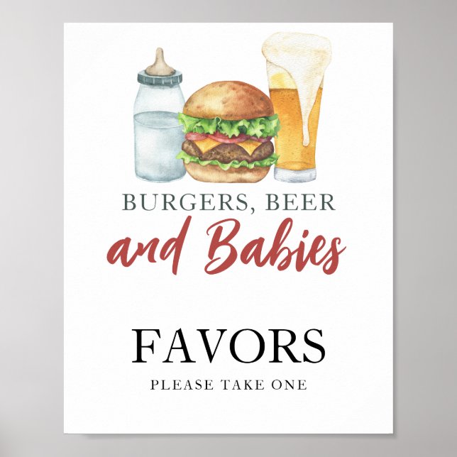Poster Favoritos para chá de bebê com Hambúrguer e Garraf (Frente)