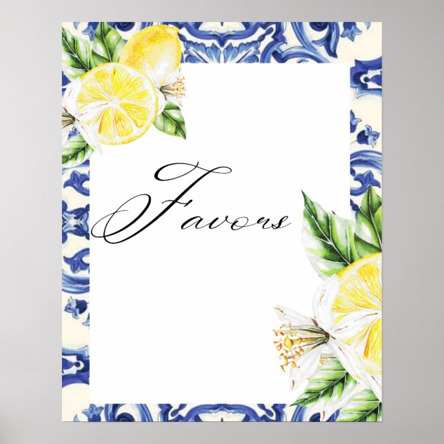 Poster Favoritos para chá de noiva com tema floral de lim (Frente)