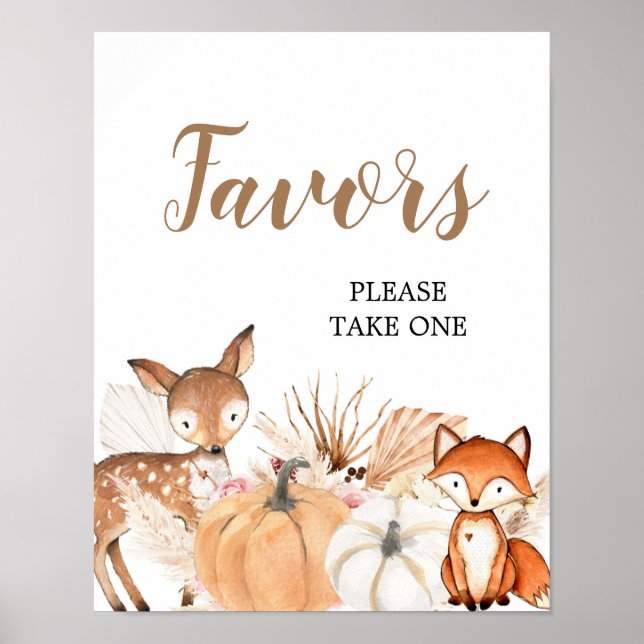 Poster Favoritos para festas de Chá de fraldas Boho Woodl (Frente)