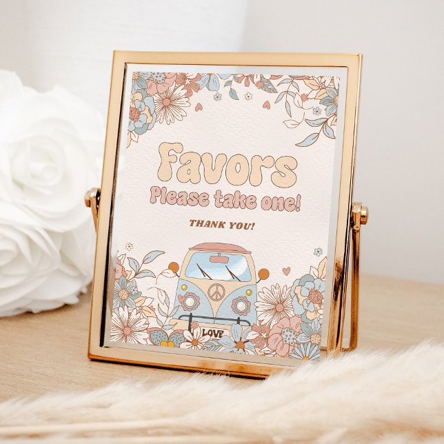 Poster Favoritos para festas Hippie Retro Floral Groovy (Criador carregado)