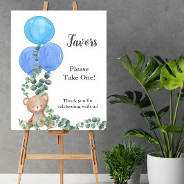 Poster Favoritos para festas Oh Boy Bear Balloon Eucalypt