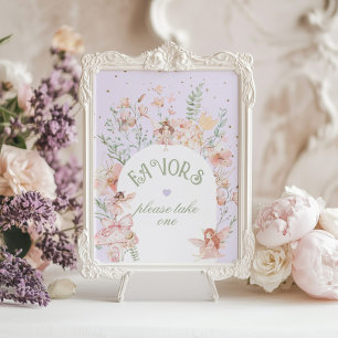 Poster Favors de Fada Caprichoso Roxo Aniversário de 1 an