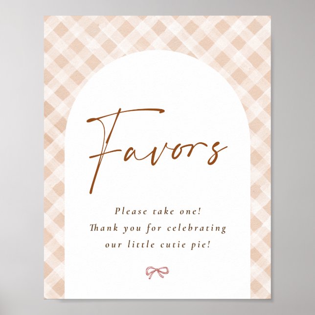 Poster Favors Sign Cutie Pie Thanksgiving Baby Shower (Frente)