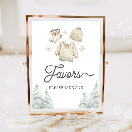 Poster Favors Watercolor Winter Baby It's Cold Outside