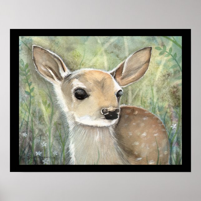 Poster Fawn Wildlife Painting (Frente)
