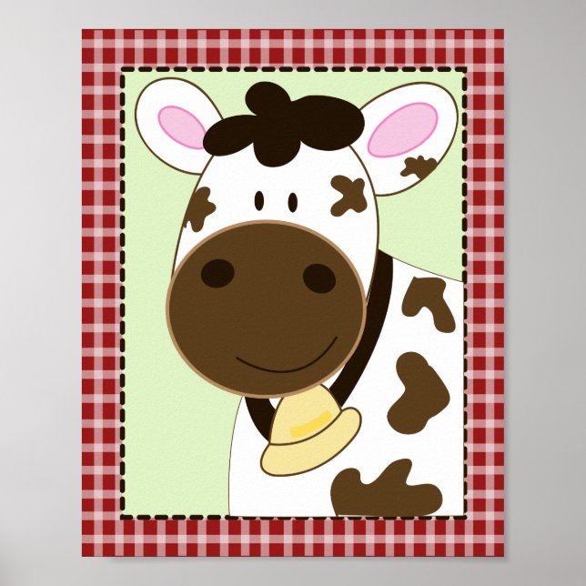 Pôster FAZENDA BABIES COW 8x10 BABY NURSERY ROOM IMPRESSÃ (Frente)