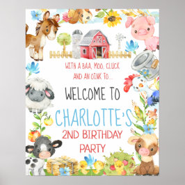 Poster Fazenda Barnyard Animal Birthday Sinal de Boas-vin
