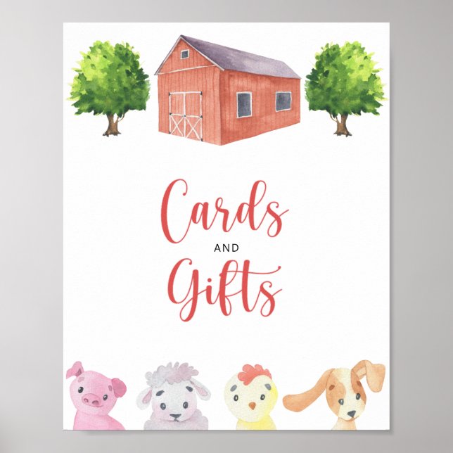 Poster Fazenda - cartões e presentes chá de bebê (Frente)