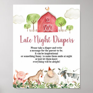 Poster Fazenda de animais Barnyard Fraldas noturnas tardi