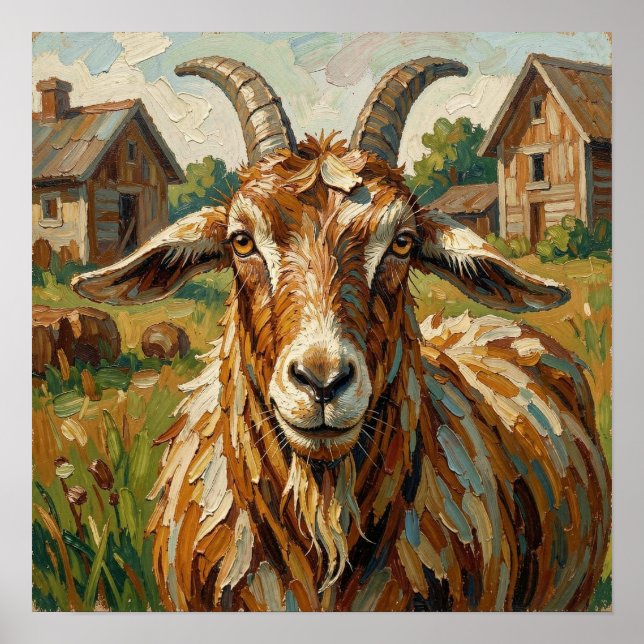 Poster Fazenda de Animais Fofos Impastos Cabra   (Frente)