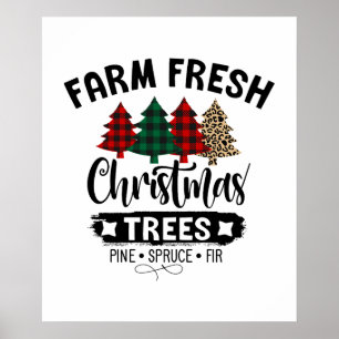 Poster Fazenda de Árvore de Natal fresca Xadrez de Buffal