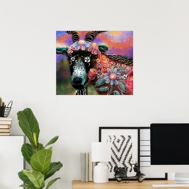 Poster Fazenda De Capim Floral Para Animais (Escritório em casa)