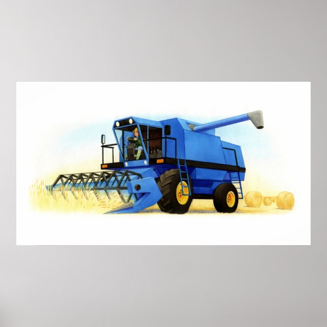 Poster Fazenda e agricultura - Colheita em Combine (Frente)