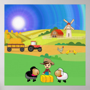 Poster Fazenda Fofa, Ovelhas e Frangos
