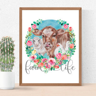 Poster Fazenda Life Cote Família Homestead Galinhas
