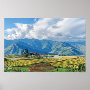 Poster Fazenda nas montanhas orientais do Butão