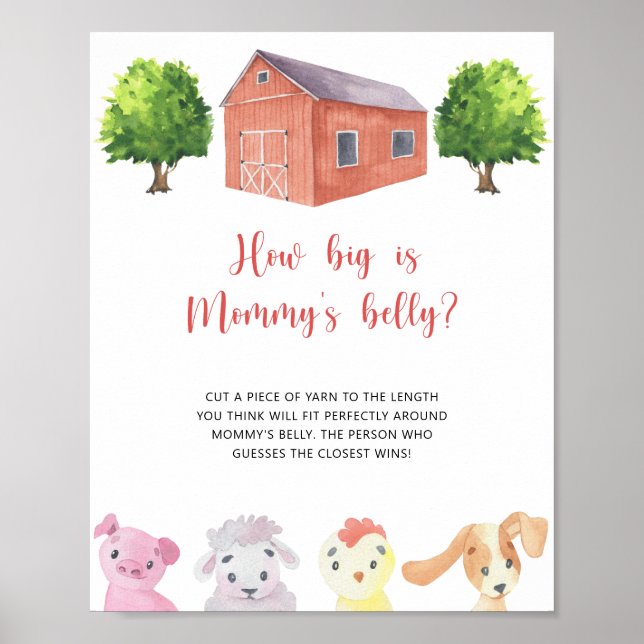 Poster Fazenda - quão grande é a barriga da mamãe (Frente)