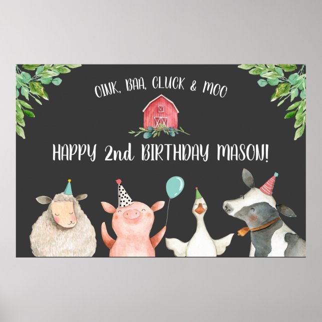 Poster Fazenda Velho MacDonald Barnyard Animais Vermelhos (Frente)