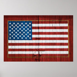 Poster Fazendas American Flag Barn Mural