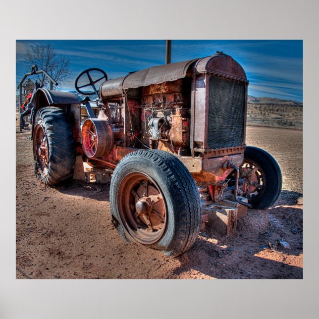 Poster Fazendas | Trator Antiquado Rusty (Frente)