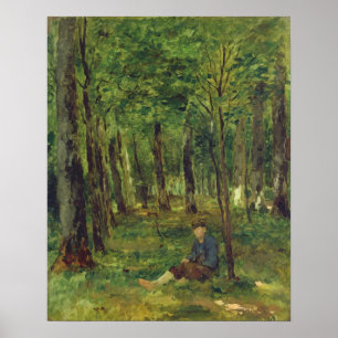 Pôster Fazendeiro novo que senta-se na floresta, 1878
