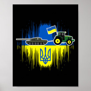 Poster Fazendeiro Ucraniano Rouba Tanque Bandeira da Ucrâ