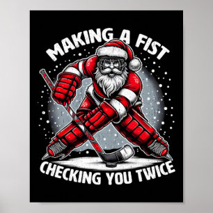 Poster Fazendo um Punho Verificando Duas Vezes Papai Noel