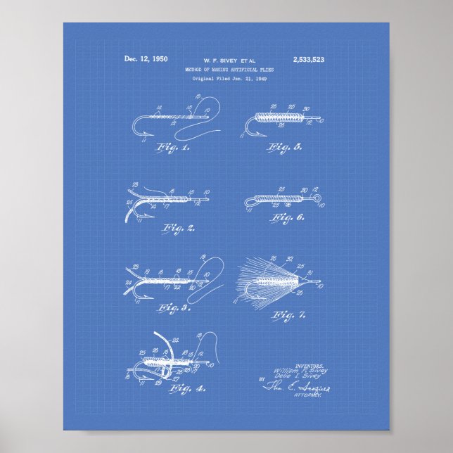 Pôster Fazer Artificial 1950 Patent Art - Blueprint (Frente)