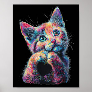 Poster Fazer Cat Forma Coração Forma Amor Linguagem de Si