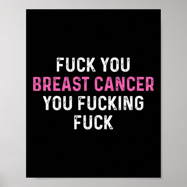 Poster Fck Break Cancer Divertido Cancer da Mama Sensibil (Frente)