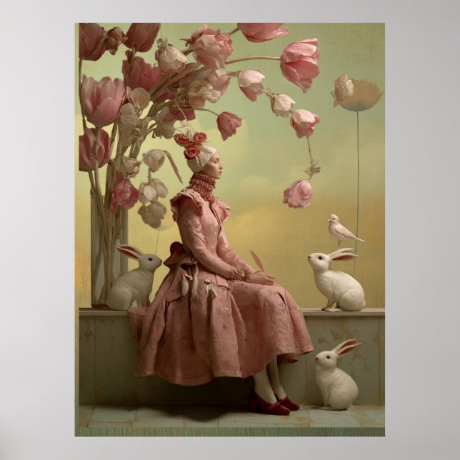 Poster *~* FD2 22 Surreal  Bird  Flowers Rabbit Fantasy (Frente)