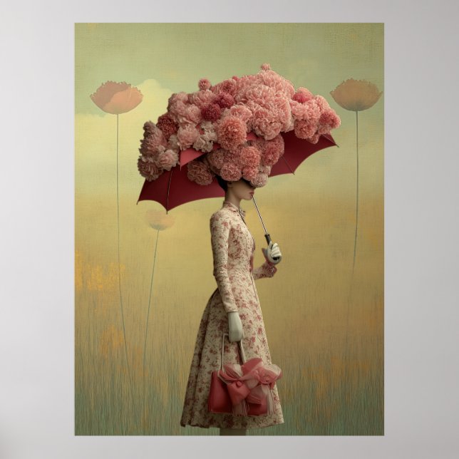Poster *~* FD2 26 Surreal  Retro Flowers Umbrella Vintage (Frente)