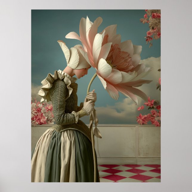 Poster *~* FD2 29 Mulher  Flores Retrô Floral Surreal (Frente)