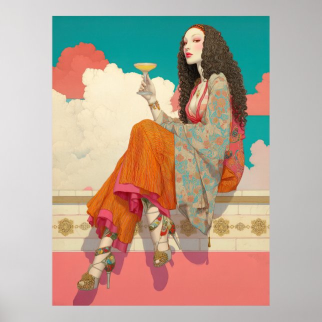 Poster ^~* FD2 Bohemian Boho Cocktail Glam Woman 13 (Frente)