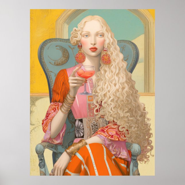 Poster ^~* FD2 Bohemian Boho Cocktail loira 9 (Frente)