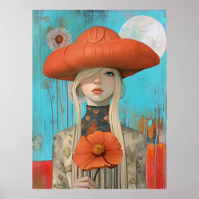 Poster *~* FD2 Fall Girl Autumn Hat Retro 23 (Frente)