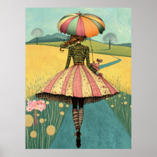Poster FD2 Floral Retro Caprichosa Arte de Menina Vintage