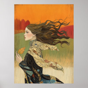 Poster *~* FD2 Meninas Bonito de outono caem retrô 4