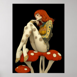 Poster FD2 Retro Caprichosa Arte de Menina 32 Floral Vint