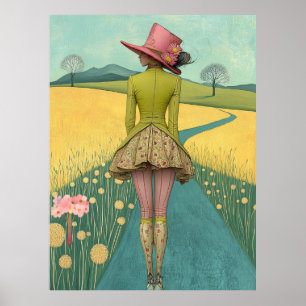 Poster FD2 Retro Caprichosa Arte de Menina Vintage 12 Fl