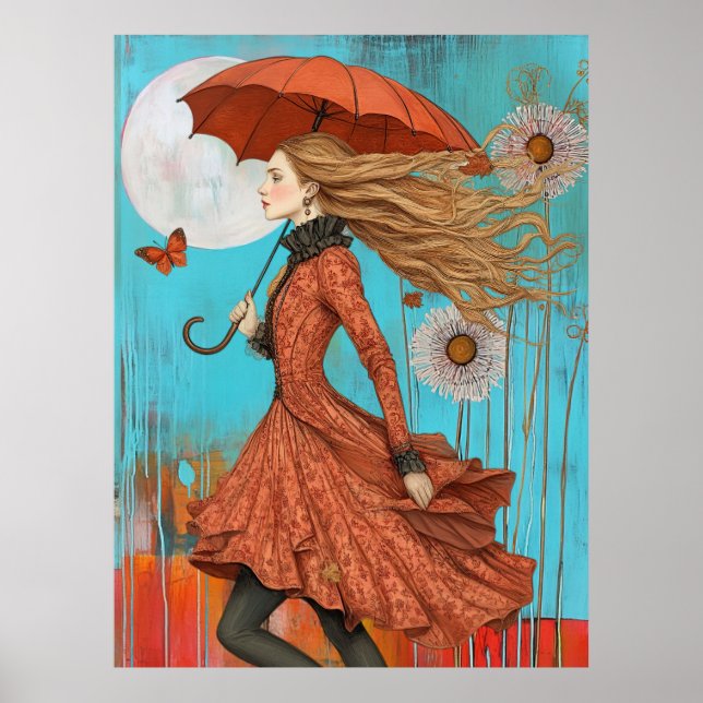 Poster *~* FD2 UMBRELLA Fall Girl Autumn Retro 28 (Frente)